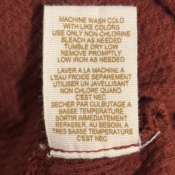 We The Free 3/4 Sleeve Thermal Knit Raw Hem Crochet Woman’s Top Size Medium - Picture 7 of 12